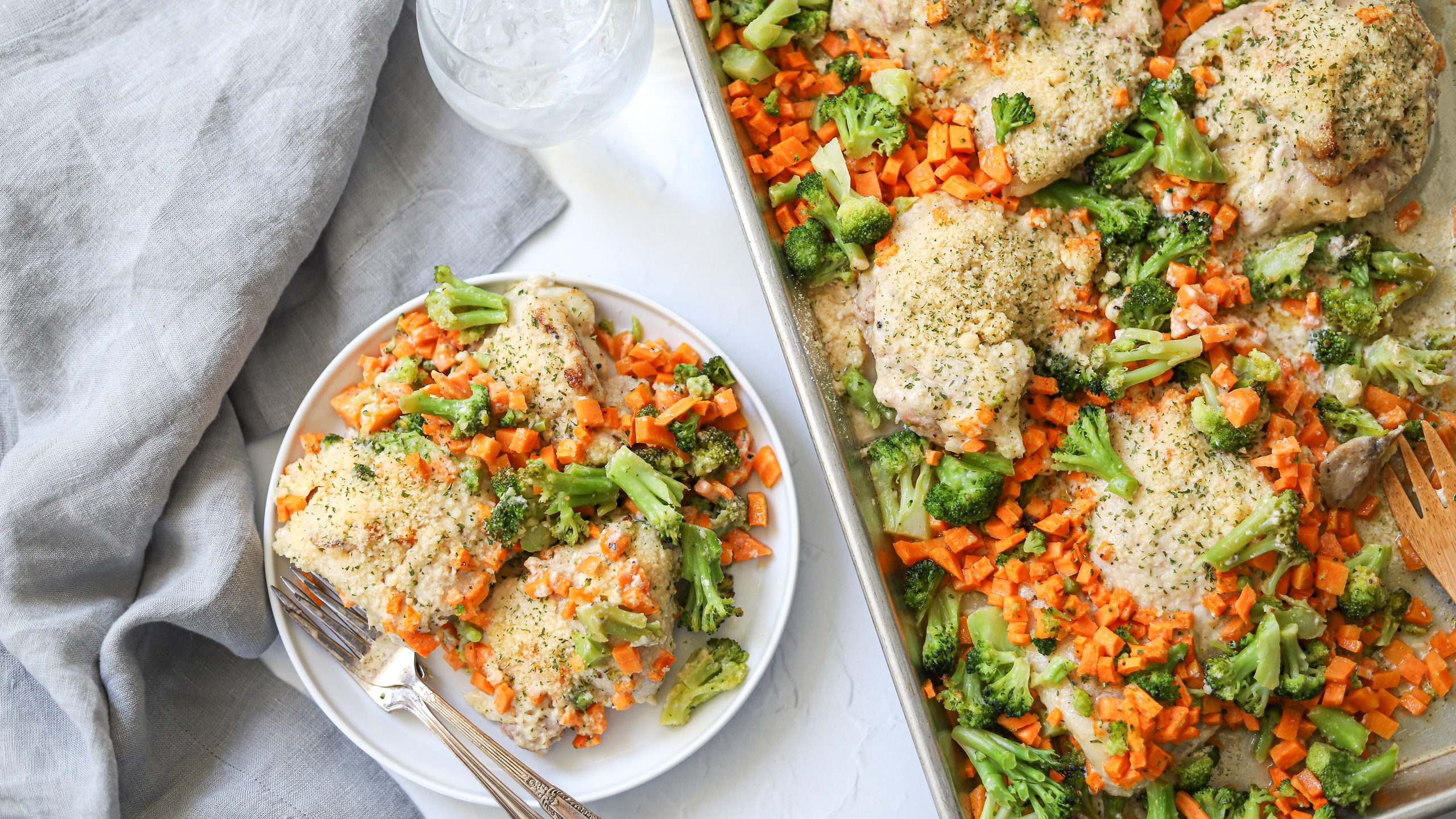 Sheet Pan Caesar Chicken and Veggies - CE - 5 Dinners In 1 Hour