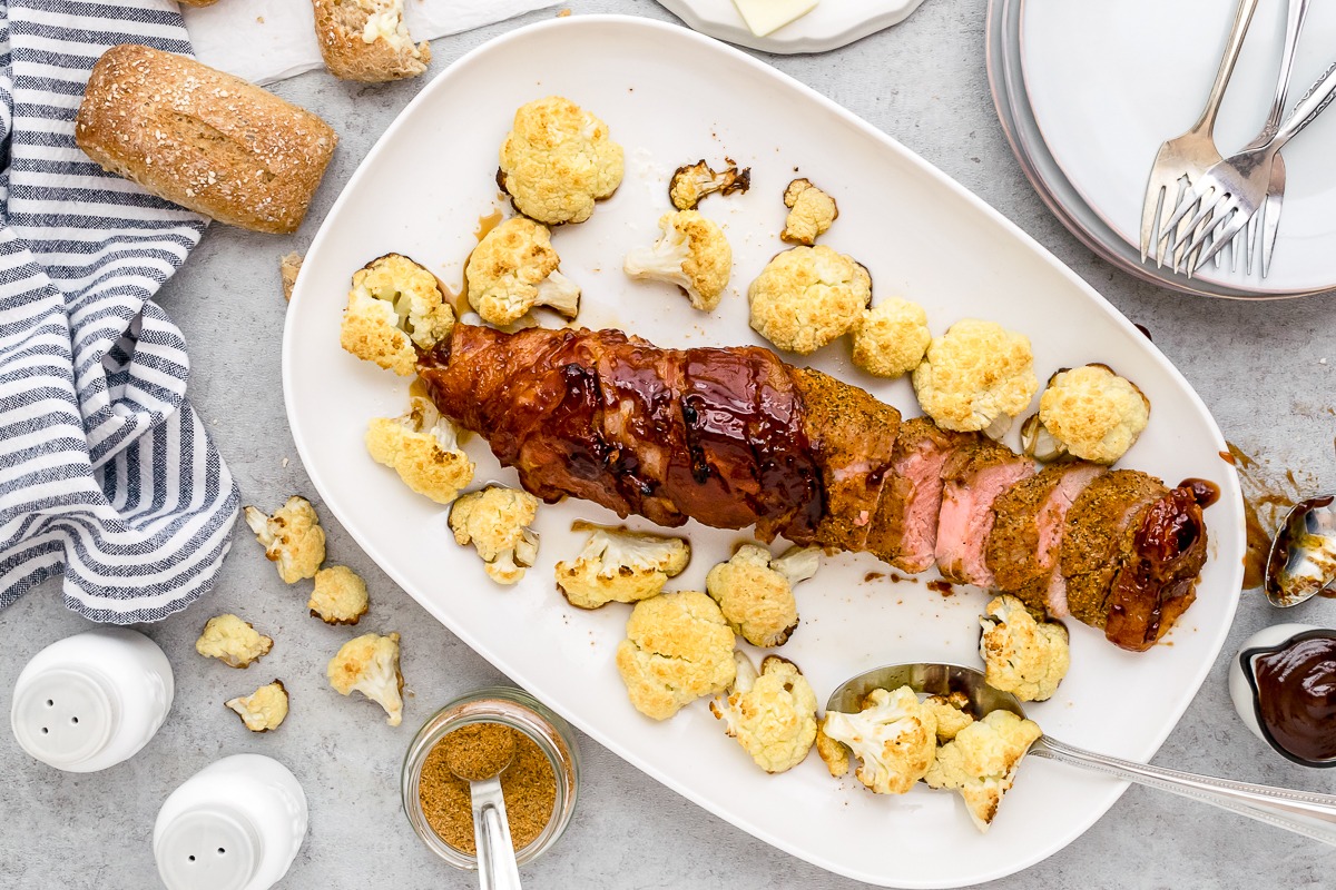 Sheet Pan BBQ Bacon Pork Tenderloin - CE - 5 Dinners In 1 Hour