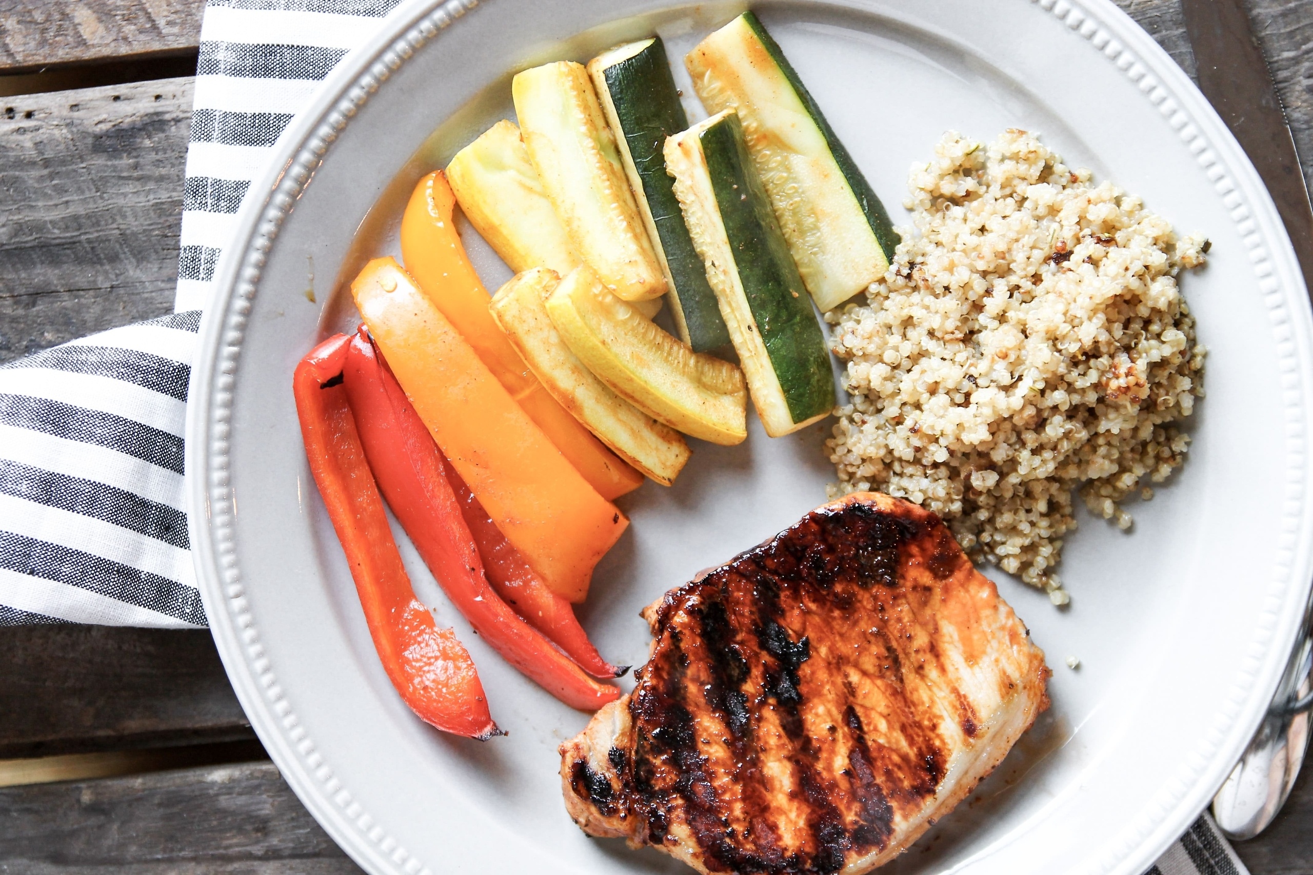 BBQ Pork Chops with Rainbow Veggies - CE - 5 Dinners In 1 Hour