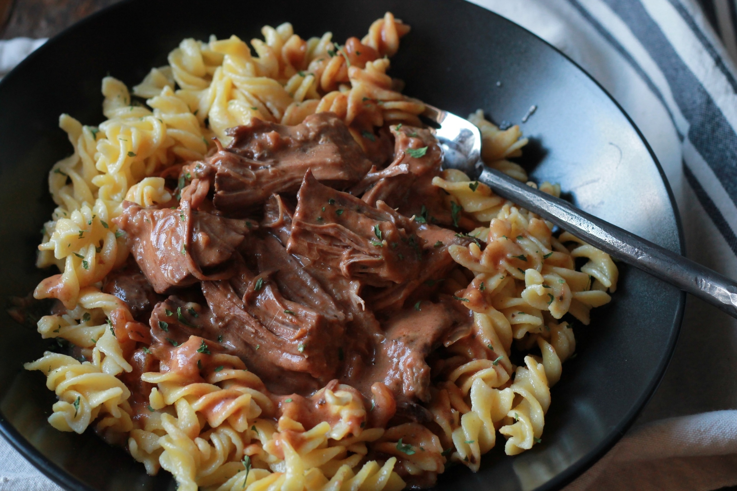 Creamy Slow Cooker Tomato Roast with Noodles 5 Dinners In 1 Hour
