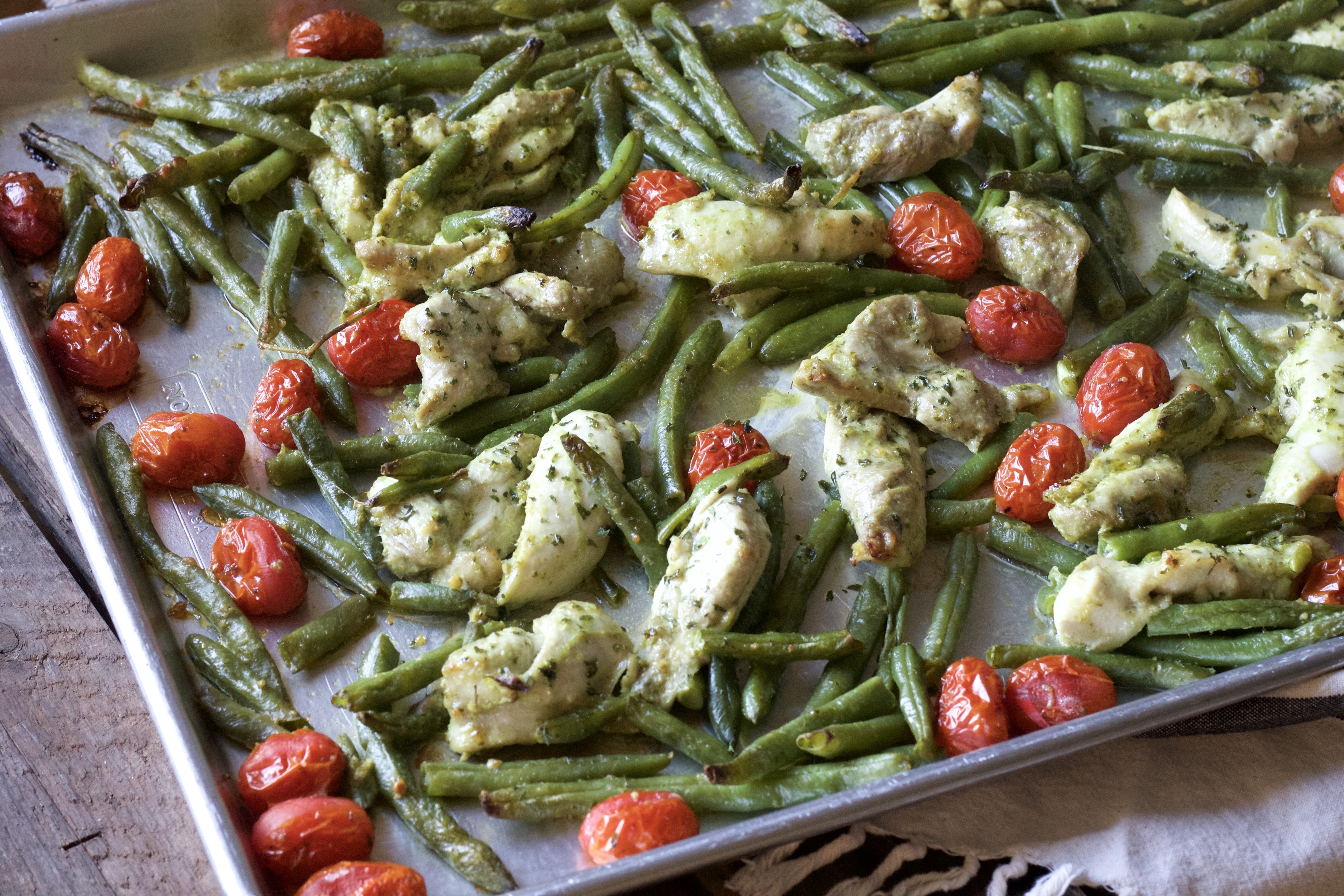 One Pan Pesto Chicken and Vegetables