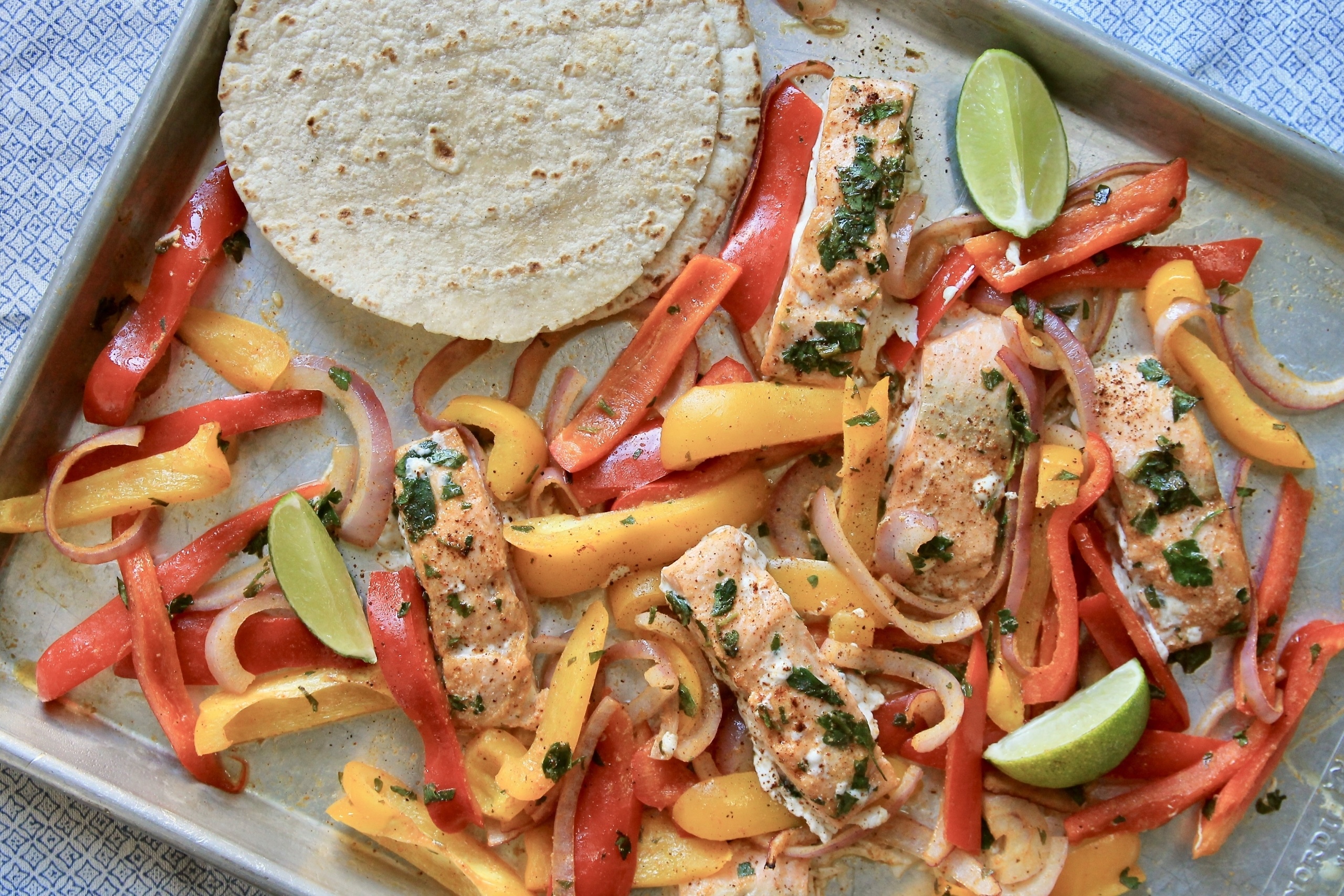Sheet Pan Salmon Fajitas - CE - 5 Dinners In 1 Hour