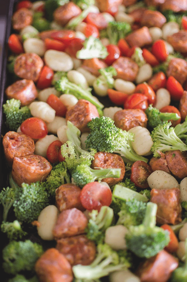 Sheet Pan Gnocchi Sausage and Veggies Dinner