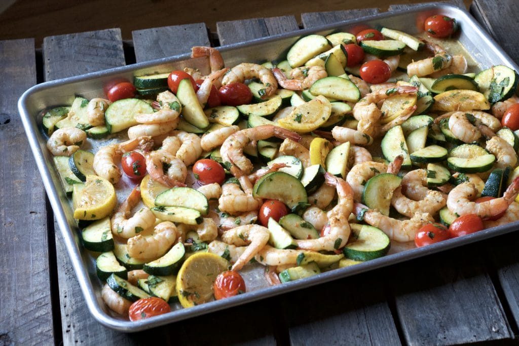 roasted shrimp sheet pan dinner