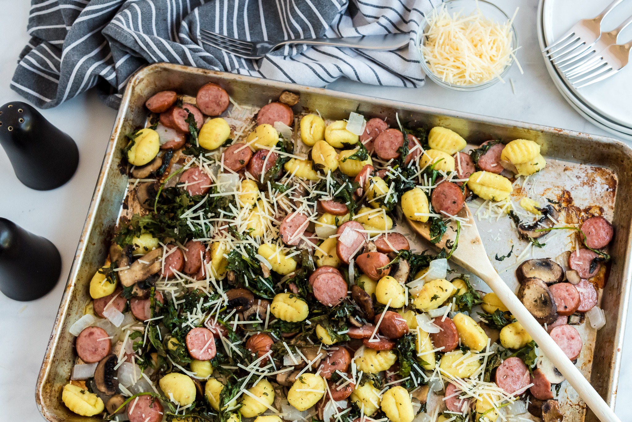 One Pan Gnocchi and Sausage with Veggies - CE - 5 Dinners In 1 Hour